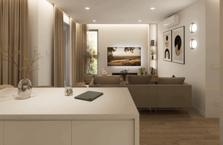 Marbe Interior Design, Belsőépítészet, Lakberendezés, kiviteli terv, látványterv, koncepcióterv, 3D tervezés, modern, letisztult, minimalista, luxus, Nappali, konyha, étkező, fürdőszoba, előszoba, wc, mosdó, hálószoba, erkély.